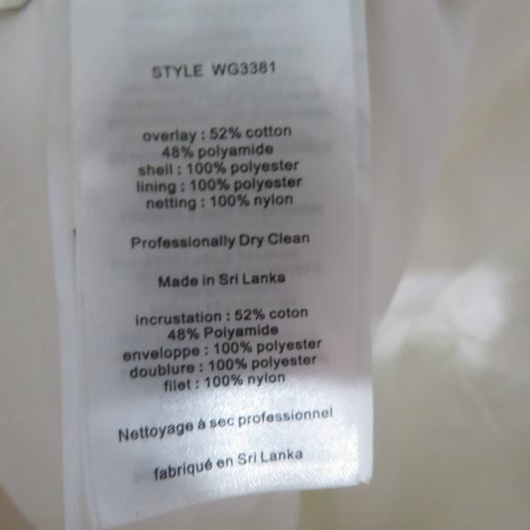 Galina Womens 4 Soft White Strapless Lace Gown with Ribbon Detail Small Train - Picture 9 of 11